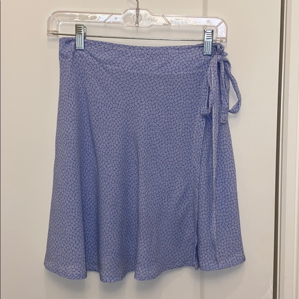 Brandy Melville Blue Floral Print Wrap Skirt